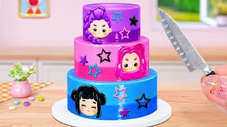 Kpop Demon Hunters Happy Birthday Cake🎂Lovely Miniature Princess Fondant Cake Decorating🧁Mini Cakes