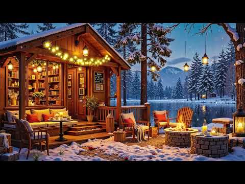 Jazz Christmas 2026 🎄 Cozy Wooden Cabin Living Room & Fireplace Ambience for Relaxation 🎅