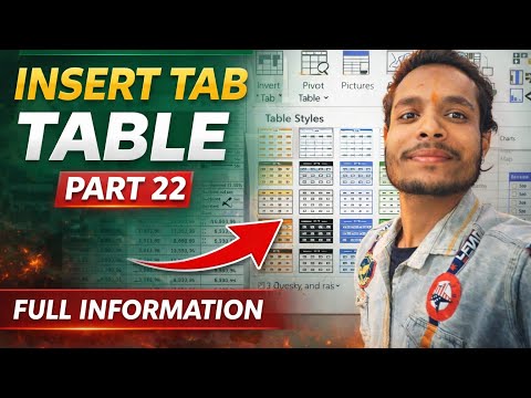 Excel Part 22 | Insert Tab Table Full Information | Table & Table Styles Complete Guide