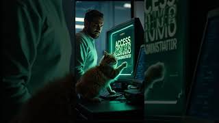 Future Security Fail: Cat Bypasses Biometric Scan for Admin Access! 😼 (AI Short Meme)