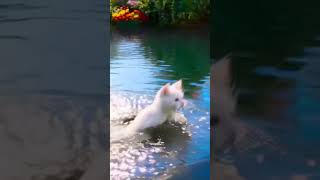 White kitten save baby from drowning #shorts#shortvideo #futureofcontent#animals#wevideo #coolvideo