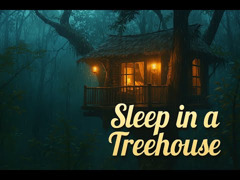 🌧️ Rainy Night in a Cozy Treehouse | Sleep, Relax, Study Ambience