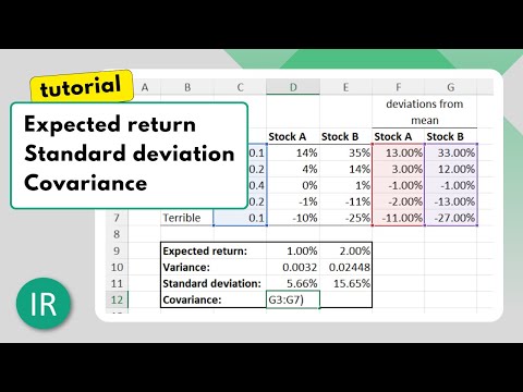 Expected return, standard deviation, and covariance in Excel / Principles of finance / Episode 6