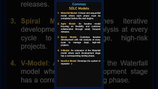 Top 5 SDLC Models Explained in Seconds | Waterfall, Agile, Spiral, V-Model, Iterative#virslshorts