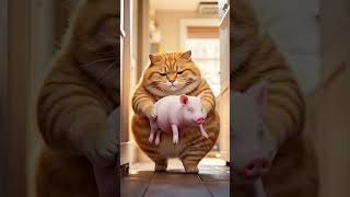 CAT EATING PIG 😹 AI Cat Does Something UNBELIEVABLE! #ai #aianimals #aianimalstories #aivideoshorts