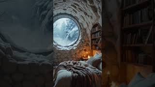 Safe Inside the Warmest Cave - Snowstorm Roars Beyond the Window #cozyroomvibes #cozyasmr #sleep