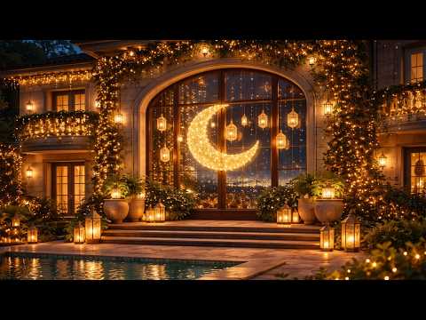 Gold Framed Vintage Window | 4K Luxury Ramadan Decor for Your TV 🌙   Cozy Night Ambience.