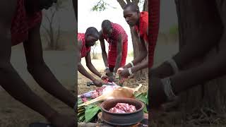Traditional Maasai Goat Slaughter and Preparation Ritual 🐐🔥#MaasaiCulture #TraditionalCooking