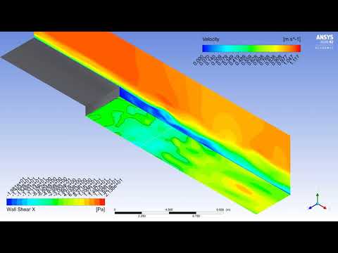 Wall shear stress following X direction and velocity contour on periodic face improved