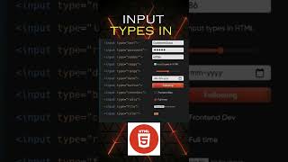 🔥 Input Types in HTML Chartsheets: Mastering Form Controls 💯 #html #css #webdevelopment