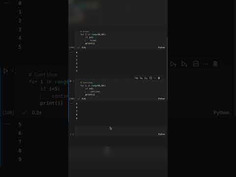 Python - Break, Continue and Pass #python #shorts #shots #pythonforbeginners #pythonforbeginners