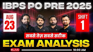 IBPS PO Pre 2025 | IBPS PO Prelims Shift 1 Analysis | IBPS PO Exam Analysis 2025