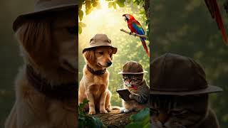 cat dog and parrot #parrot #catdog #catvideos #catstudyplan
