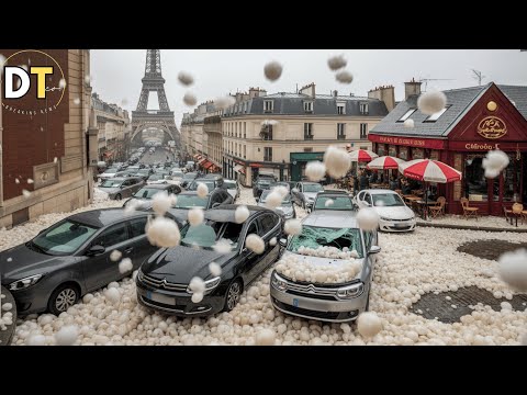 5 minutes ago,Chaos in Paris! Massive hailstorm wreaks havoc in the French capital!