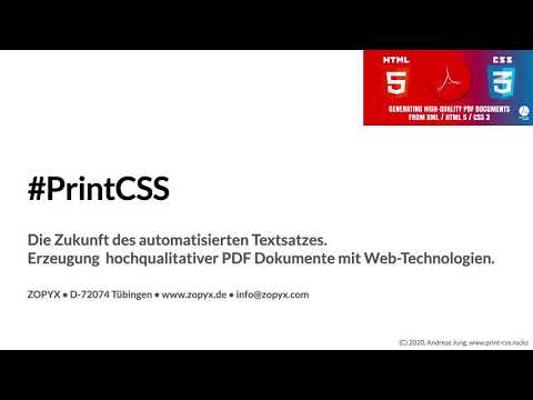 PrintCSS - Generierung hochqualitativer PDF Dokumente mit Webtechnologien