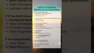 How to address people in emails and letters #interview #career #emailtips #email #worktips