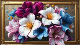 Wonders in Bloom | 4K Magical Flowers Collection in Golden Frames | Silent Background