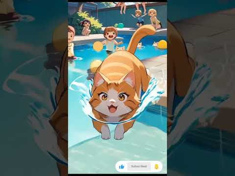 Cute Cat Swimming with Kids at Pool | Funny Animal Moments 2025