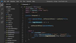 How to make a show or hide password toggle button in Reactjs? show password using button in react
