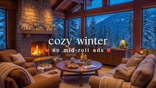 ❄️ Cozy Winter Jazz (NO MID-ROLL ADS) – Fireplace Comfort & Snowy Night Ambience