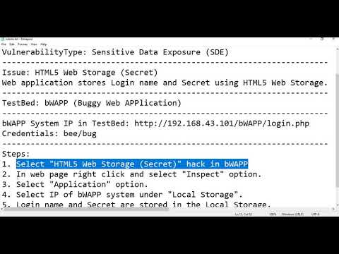 bWAPP - Sensitive Data Exposure -  HTML5 Web Storage   Secret - OWASP Top 10