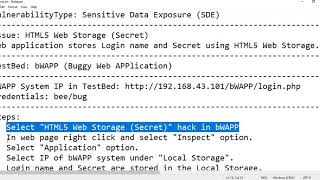 bWAPP - Sensitive Data Exposure -  HTML5 Web Storage   Secret - OWASP Top 10