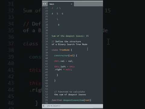 Calculating Deepest Leaves Sum in Binary Search Tree with JavaScript.