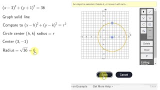 Graph a Circle, Find Its Domain & Range (MyMathLab Question)