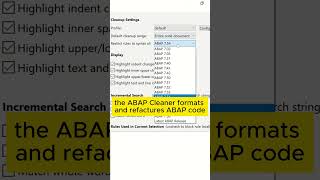 ABAP Cleaner - ABAP Code Formatting, Refactoring, Logic Adaptation  #abap #eclipse #cleaner