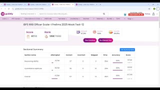 My RRB Po Prelims Live Mock Test score On Guidely#ibps #rrb #sbi