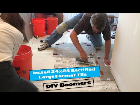 Install 24x24 Large Format Bathroom Floor Tile @DIY Boomers
