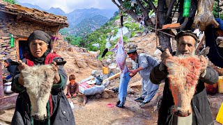 Off-Grid Rural Life in a Mountain Village 🏔️ | Cooking Cow Heads – Unusual Traditional Food 🏡❤️