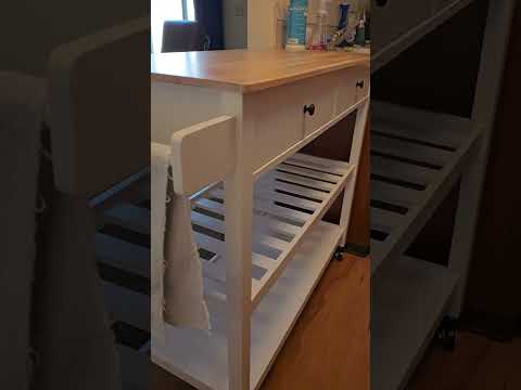 Gizoon Kitchen Island Cart on Wheels with 40'' Wood Tabletop
