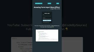 🔥Smooth Input Wave Animation Using HTML & CSS 🎨 #webdevelopment #webcoding #htmlcss