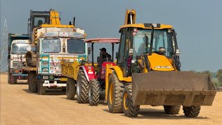 JCB 205 Excavator | JCB 3dx | Tata Dump Truck Mahindra Arjun NOVO Going to work Food for All Driver