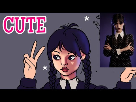 Drawing Wednesday Adams // Step by step digital art process //Netflix show