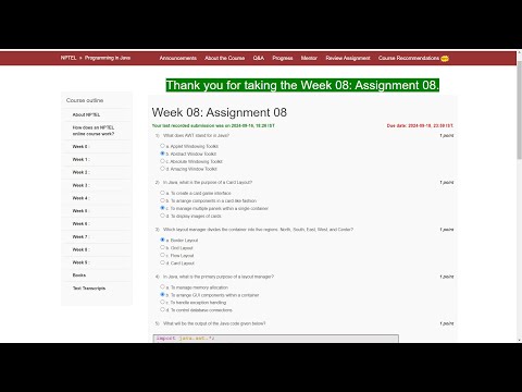 NPTEL Programming in Java Week 8 Assignment answers | July 2024