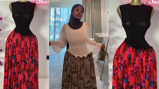 How to Cut and Sew this Trendy Mesh Dress with Asymmetric gathers || Gathers mesh gown.