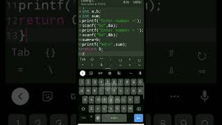 c program for addition #coding #clanguage #codingonmobile