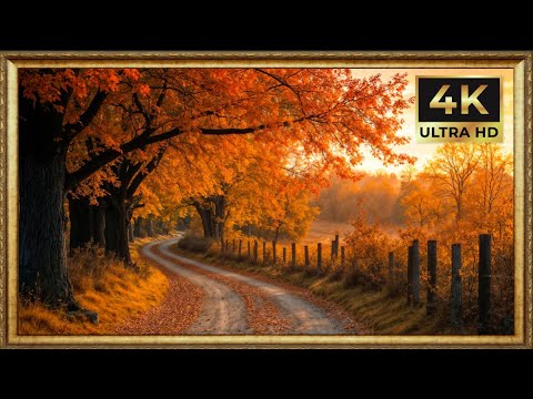 Luxury Vintage Autumn Breeze Forest Screensaver | Gold Frame TV Art | 4k Art Wallpaper