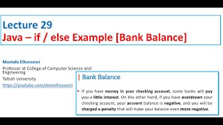 Lecture 29 Java | Conditional Statements [If/else statement - Example] بالعربي