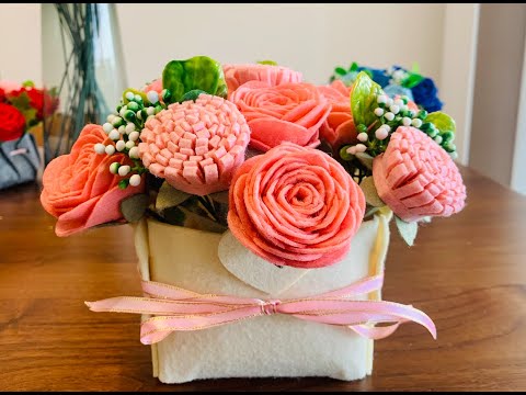 BAZIMA DIY Felt Flower Art Craft Kit—— Pink Rose and Carnation Making Tutorial