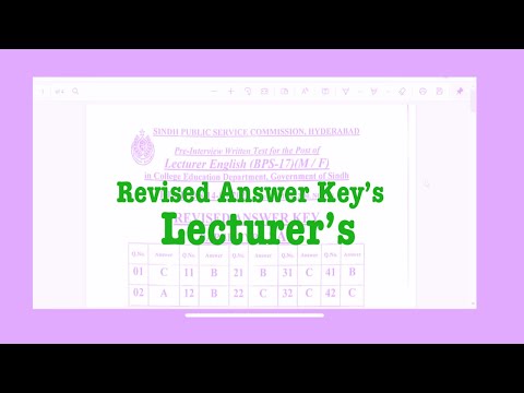 Lecturer Revised Answer Keys @SindhPublicServiceCommission