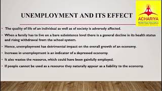 Topic: UNEMPLOYMENT/ Facilitator: Tr. Padmasripriya/ Grade: IX-C/ Subject: social