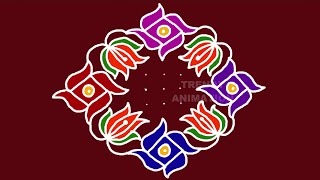 2022 Latest sankranthi chukkala muggulu with 11*3dots | Easy kolam |  muggulu |@TrendyAnimation |