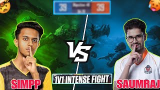 😱SIMPP VS SAUMRAJ 1V1 TDM BATTLE 🥵| SAUMRAJ SHOKED SIMPP GAMEPLAY 😯| 1V1 INTENSE TDM FIGHT