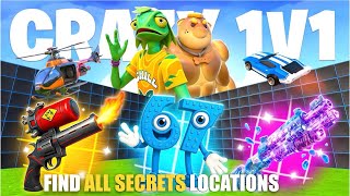 CRAZY 1V1 FFA ALL GUNS & RIDES MAP FORTNITE CREATIVE - ALL SECRETS LOCATIONS (SECRET CODE) PART 23