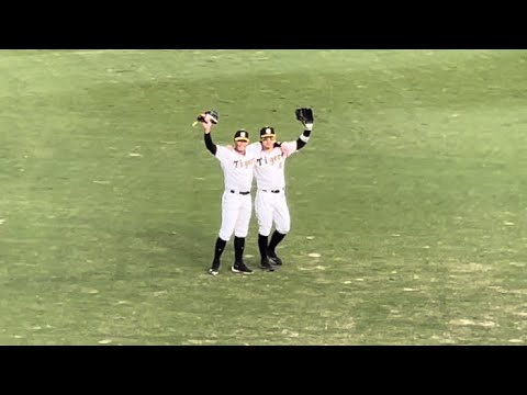 サトテルと楽しそうな糸井さん🐯😭(引退試合当日)