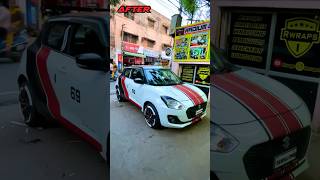 Swift racing stripes wrapping #shorts #car #carlover #swift #modified #racing #stripes #wrapping