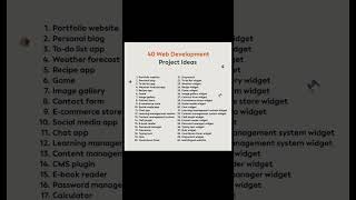40 Web Development Project Ideas|| shorts